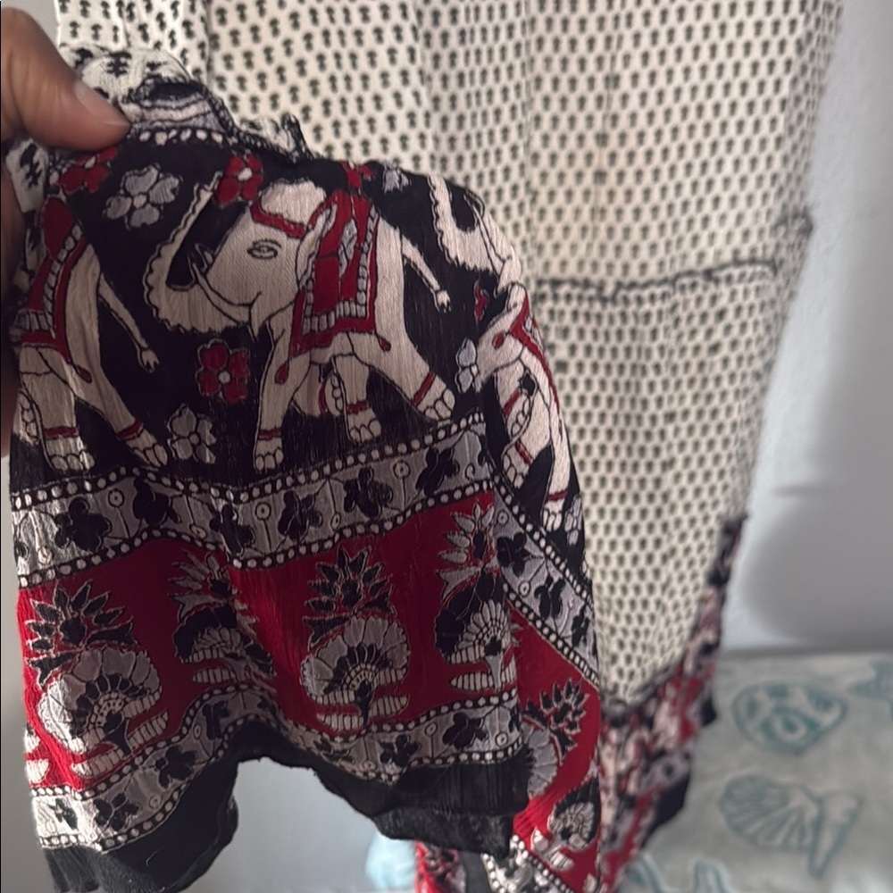 Anthropologie Red, Black & White Printed Maxi Dress - Picture 10 of 15